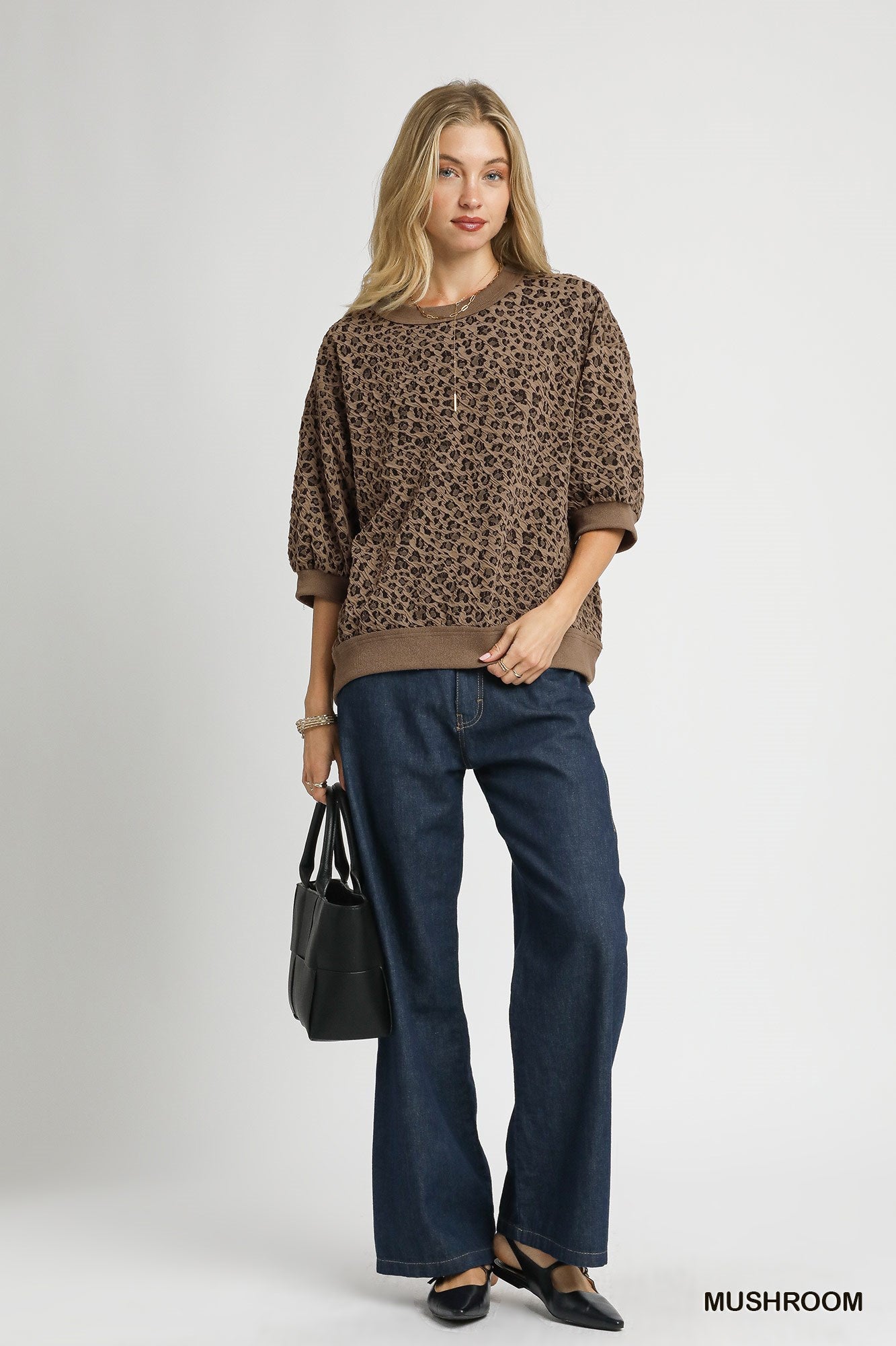 Knit Puff Sleeve Sweatshirt