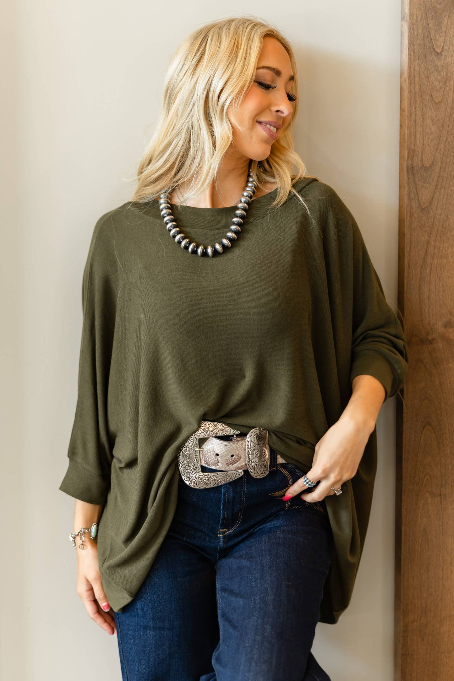 Relaxed Dolman Sleeve Hacci Top