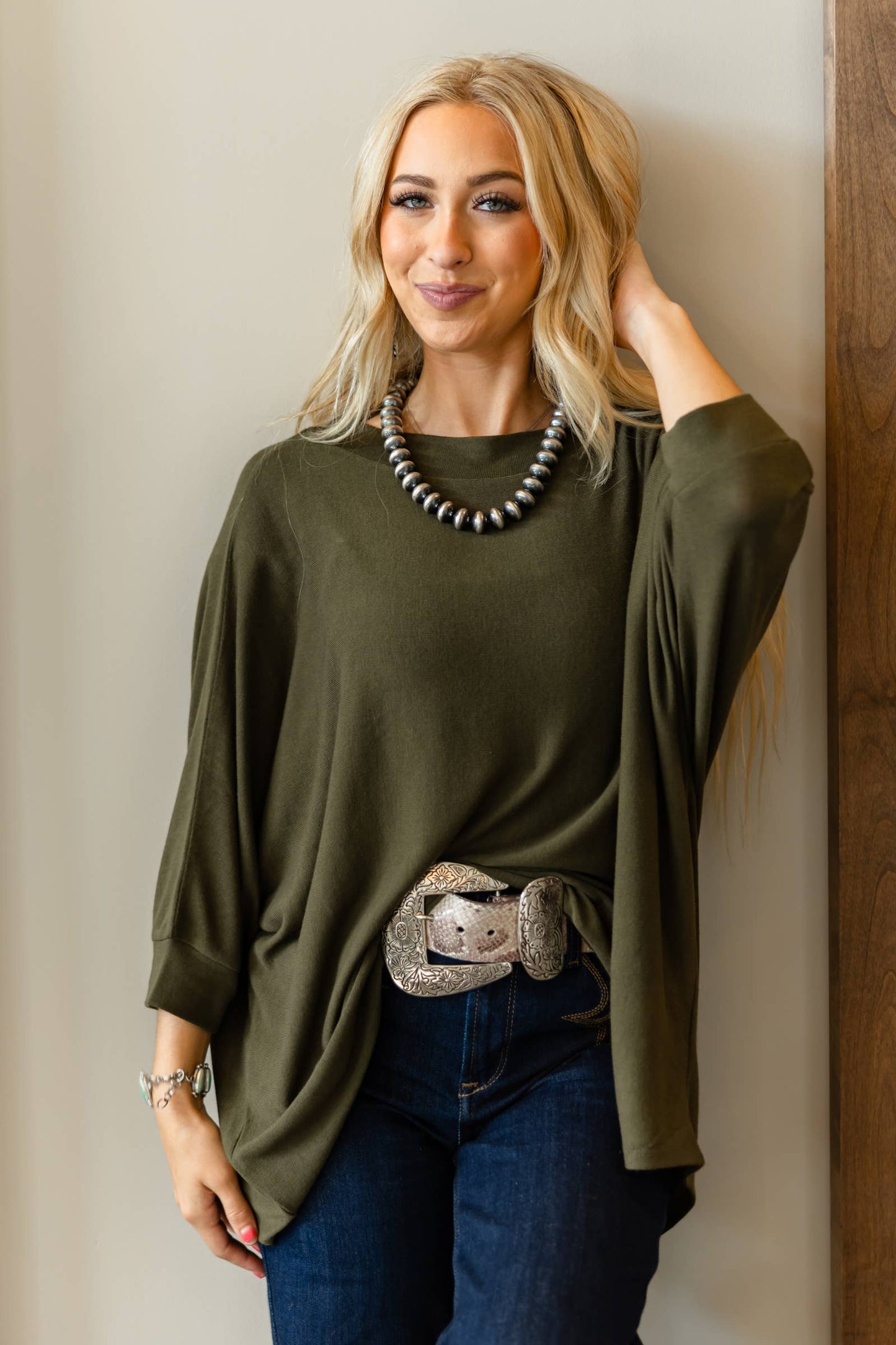 Relaxed Dolman Sleeve Hacci Top