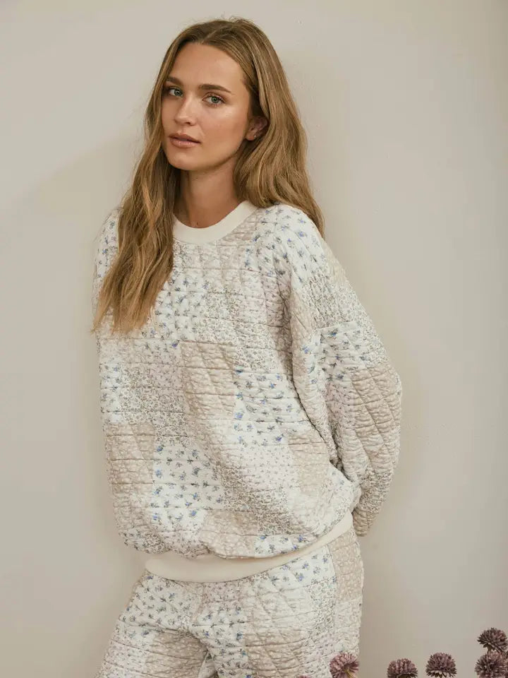 Multi-Floral Patchwork Long Sleeve Knit Set