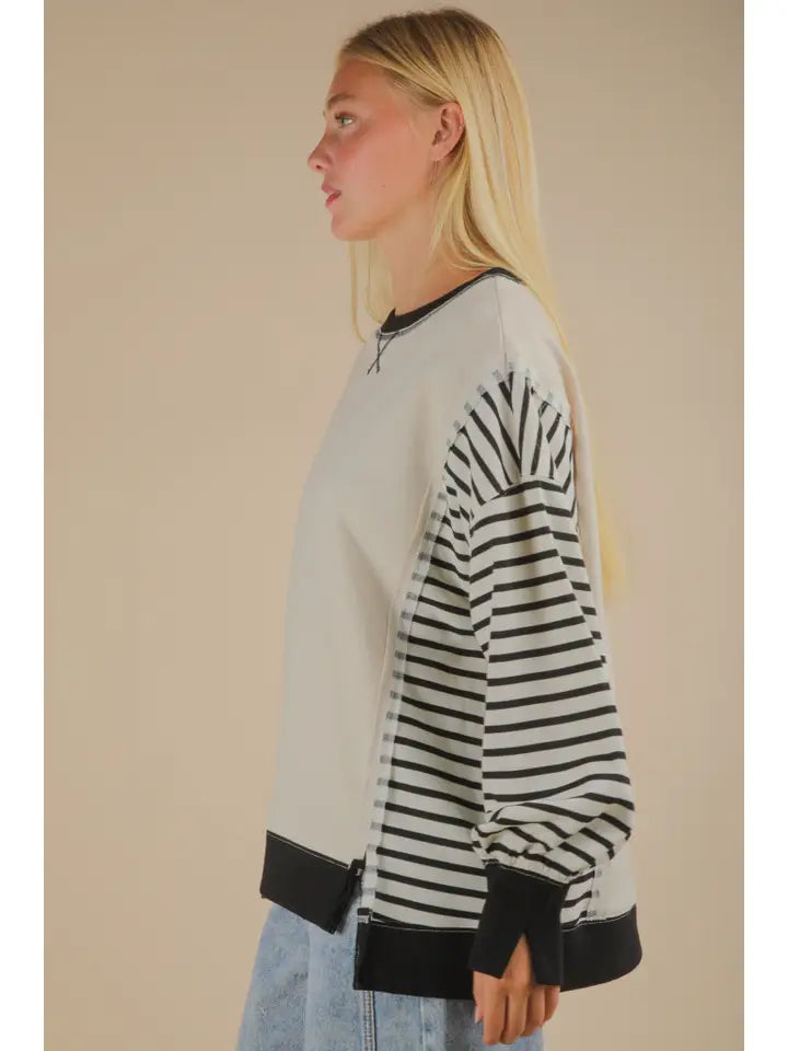 Oversized Striped Casual Knit Top
