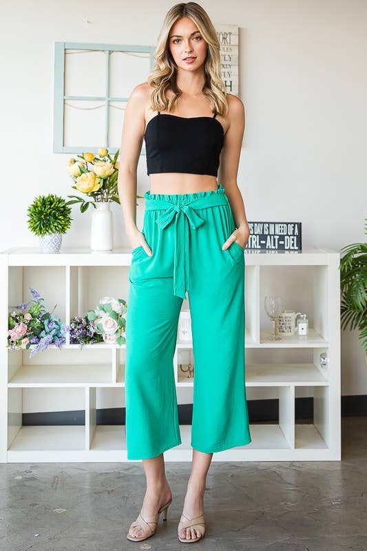 WAISTBAND WOVEN CULOTTES PANTS