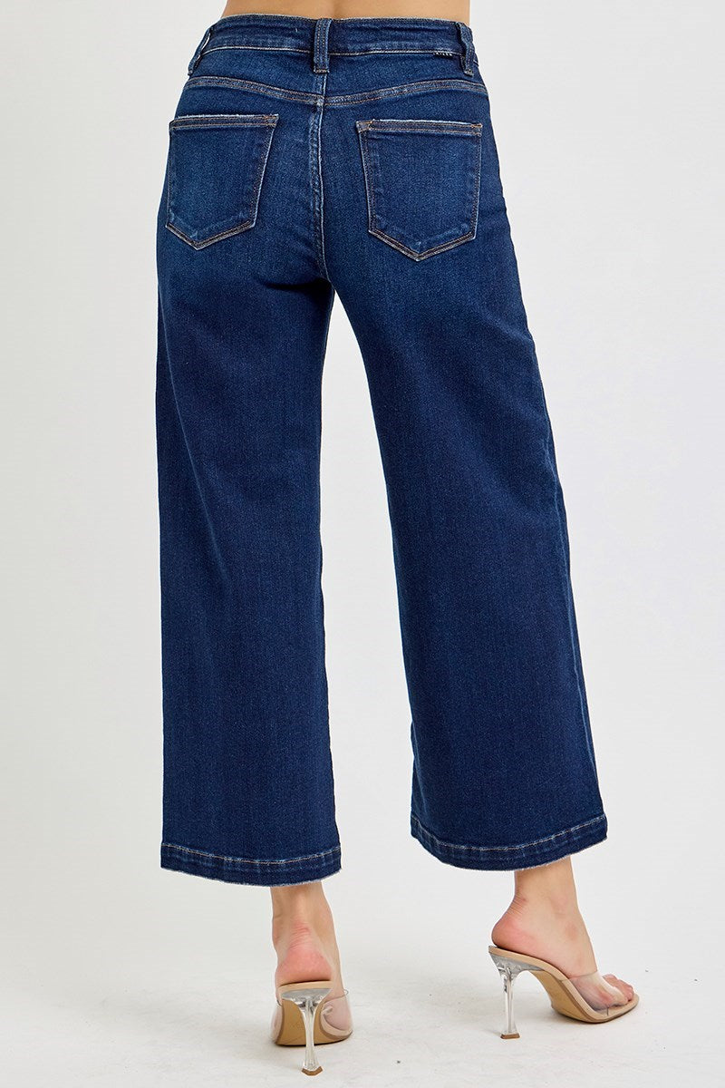 HIGH RISE CROP WIDE JEANS - Rise 10 1/2"