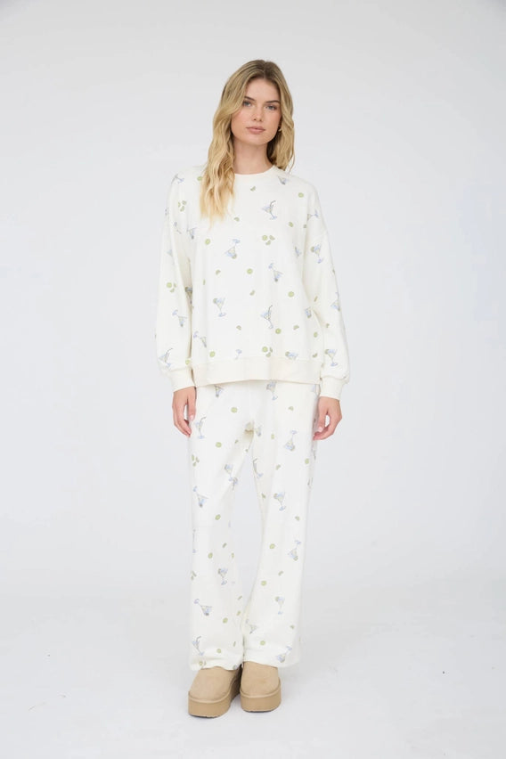 Martini Motif Knit Lounge Pant Set