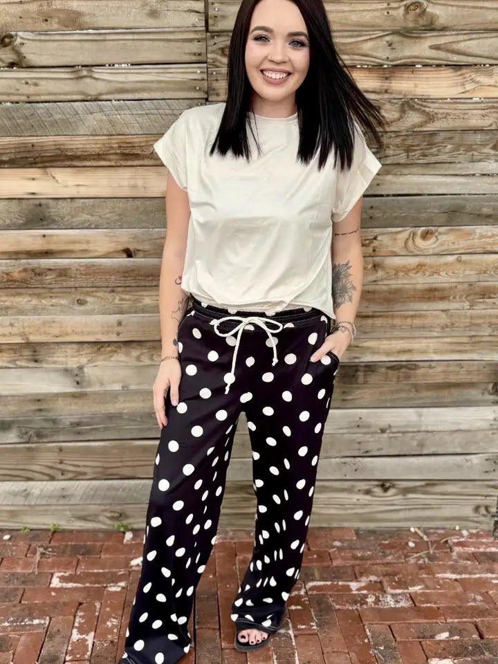 Polka Dot Posie Pants - Black