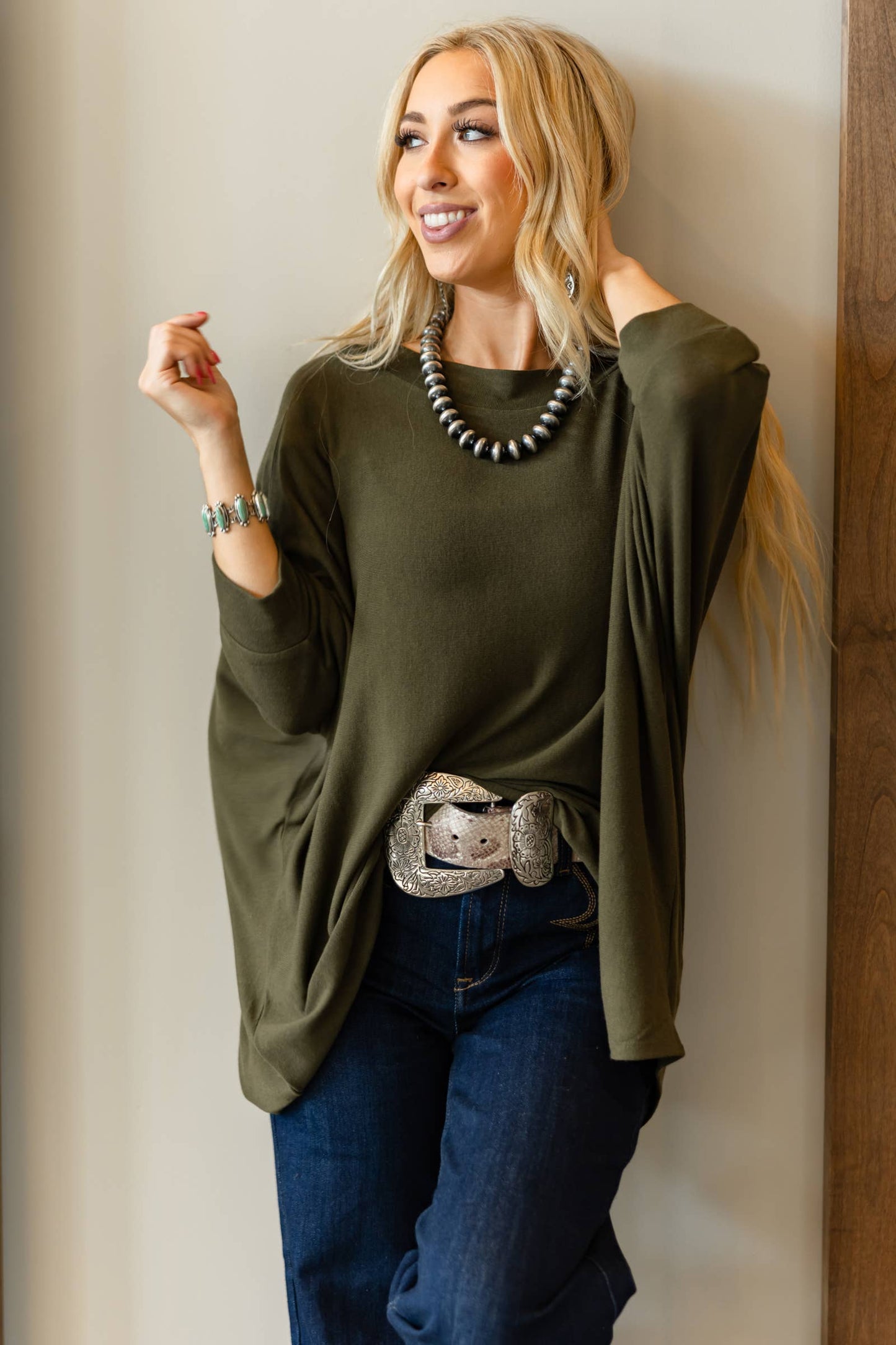 Relaxed Dolman Sleeve Hacci Top