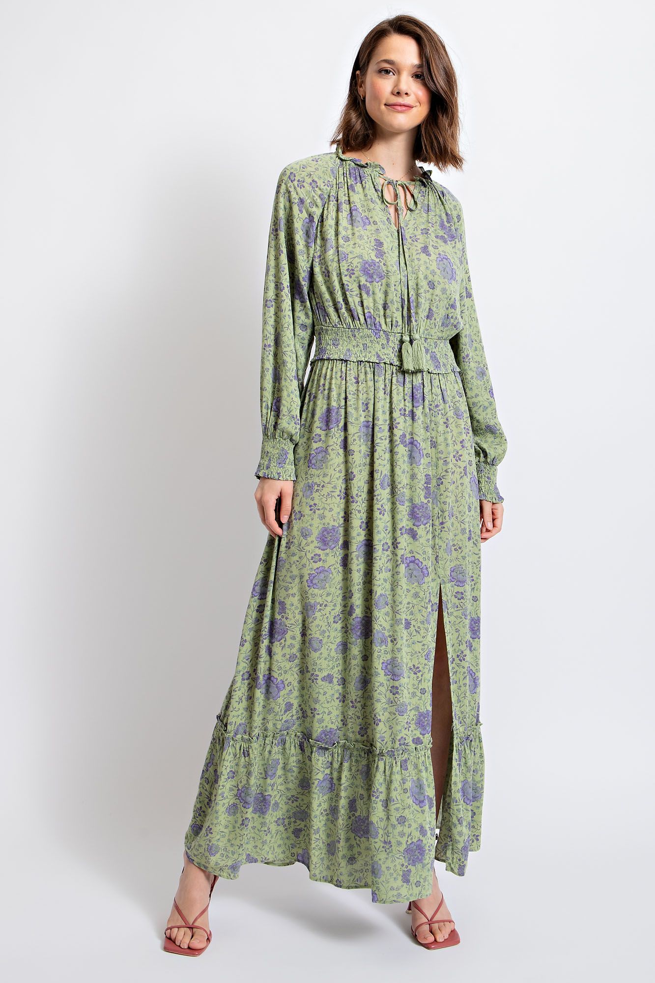FLORAL PRINTED GAUZE MAXI DRESS