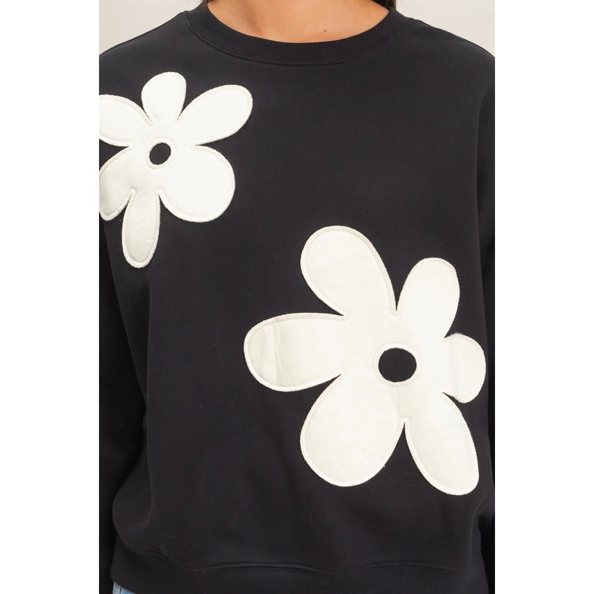 Floral Applique Drawstring Jogger Pants And Top Set