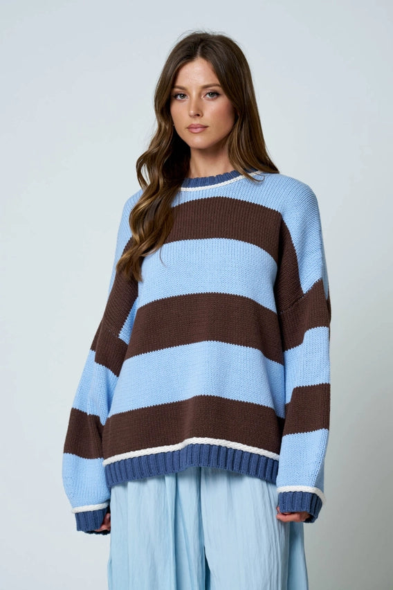 Oversized Stripe Crew Neck Long Sleeve
