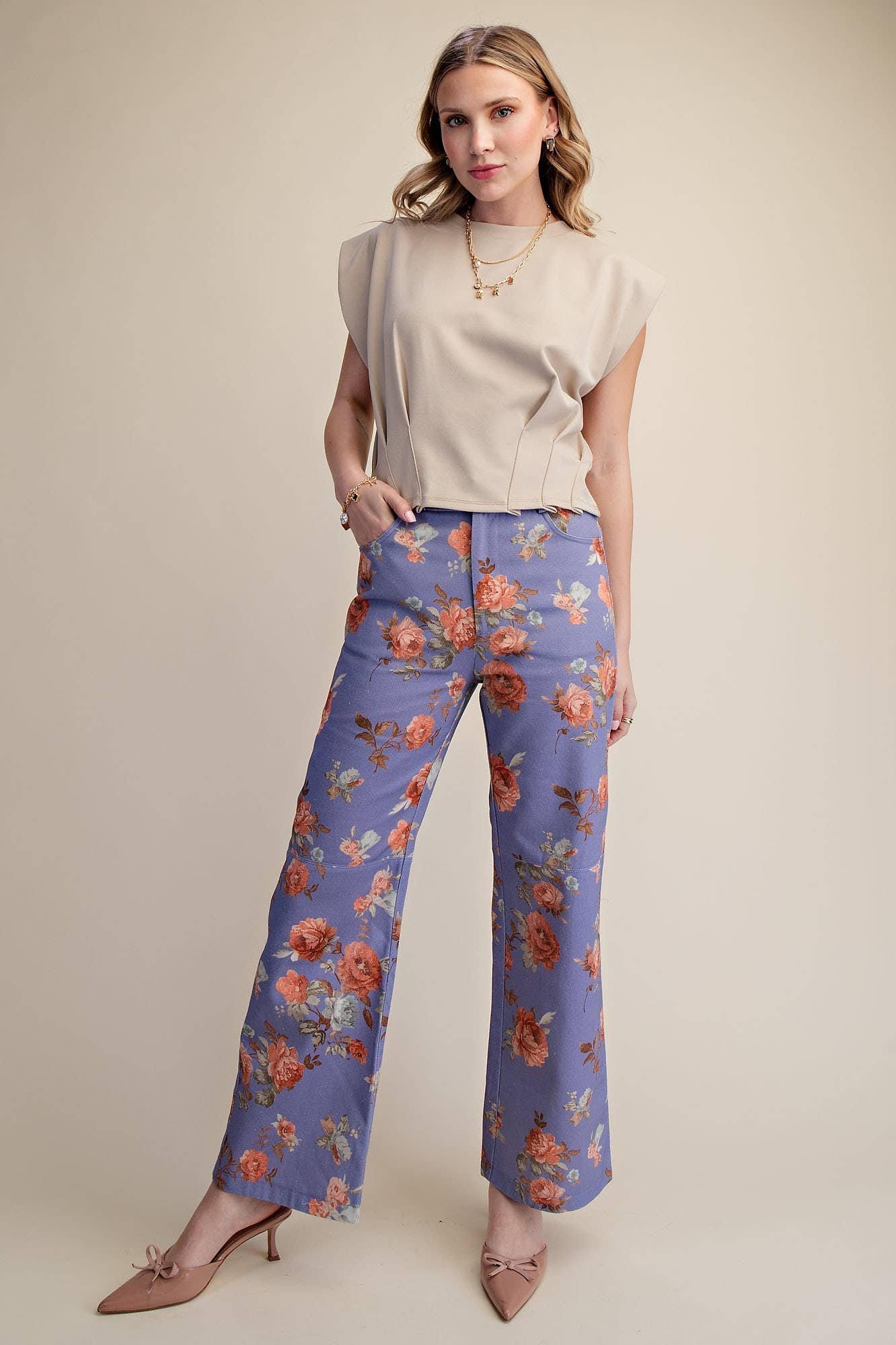 Straight Leg Floral Pants