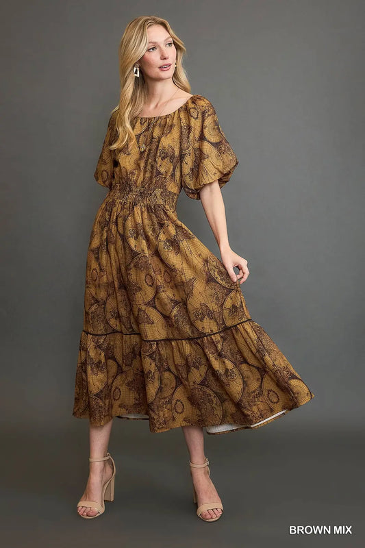 Around the Round Printed Midi Dress