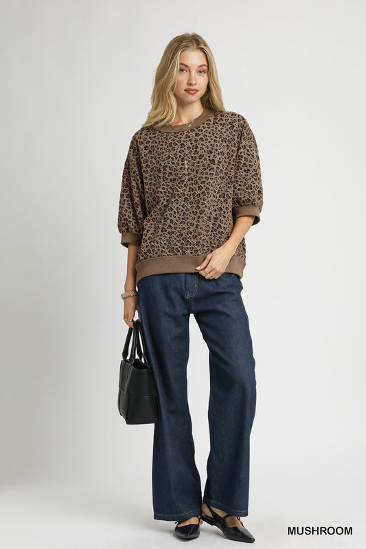 Knit Puff Sleeve Sweatshirt