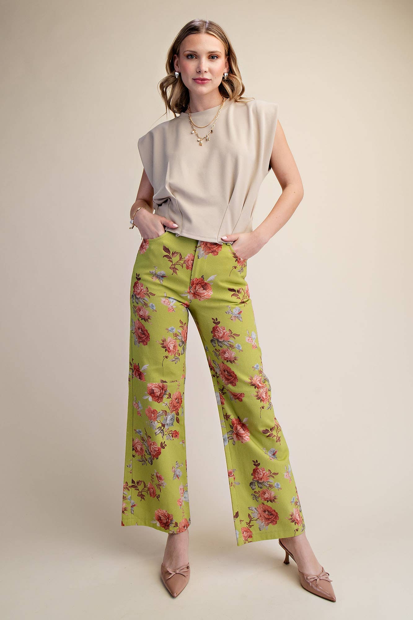 Straight Leg Floral Pants