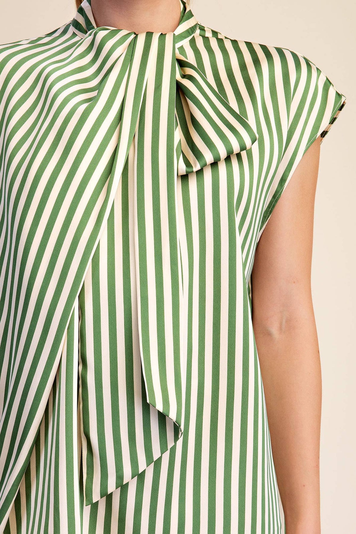 Stripe Blouse Adjustable Neck Ties