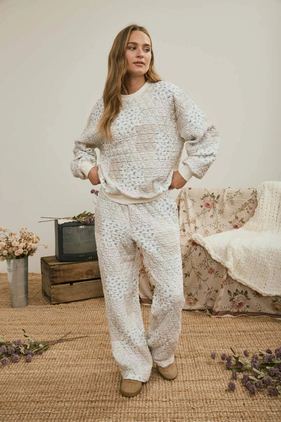 Multi-Floral Patchwork Long Sleeve Knit Set