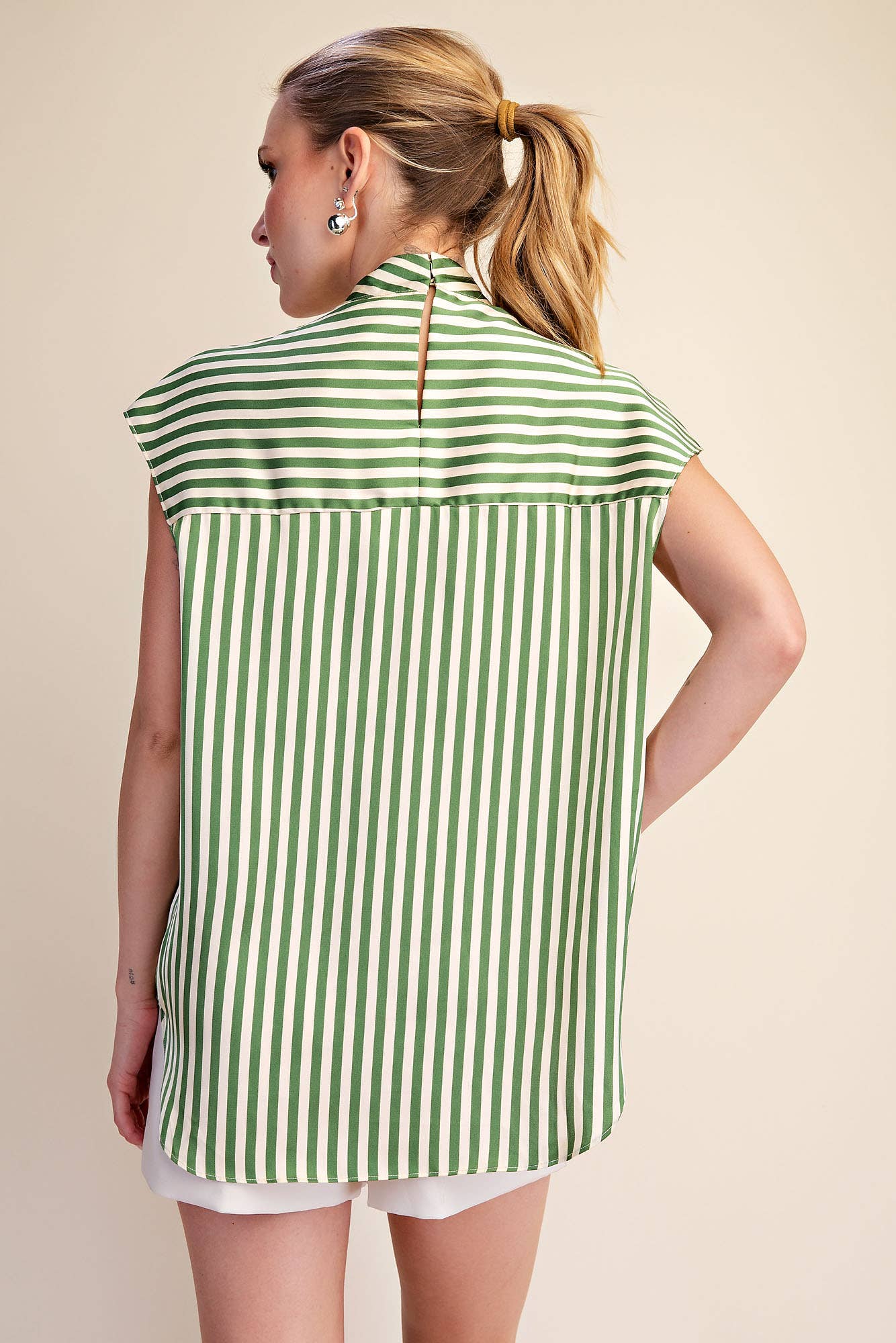 Stripe Blouse Adjustable Neck Ties