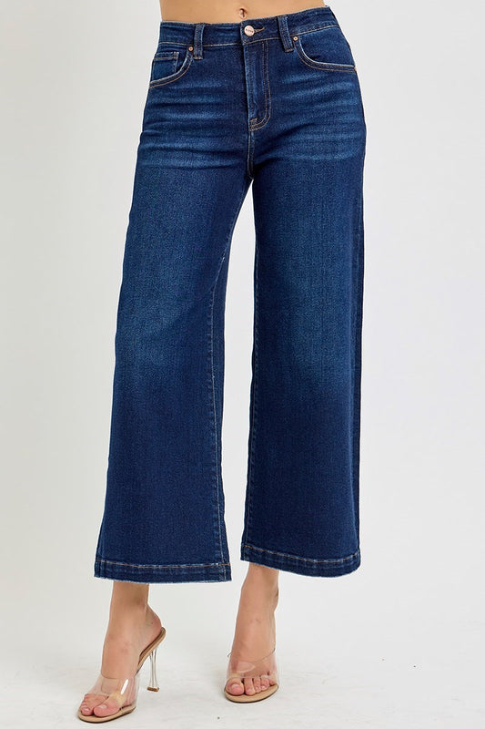 HIGH RISE CROP WIDE JEANS  - Rise 10 1/2"