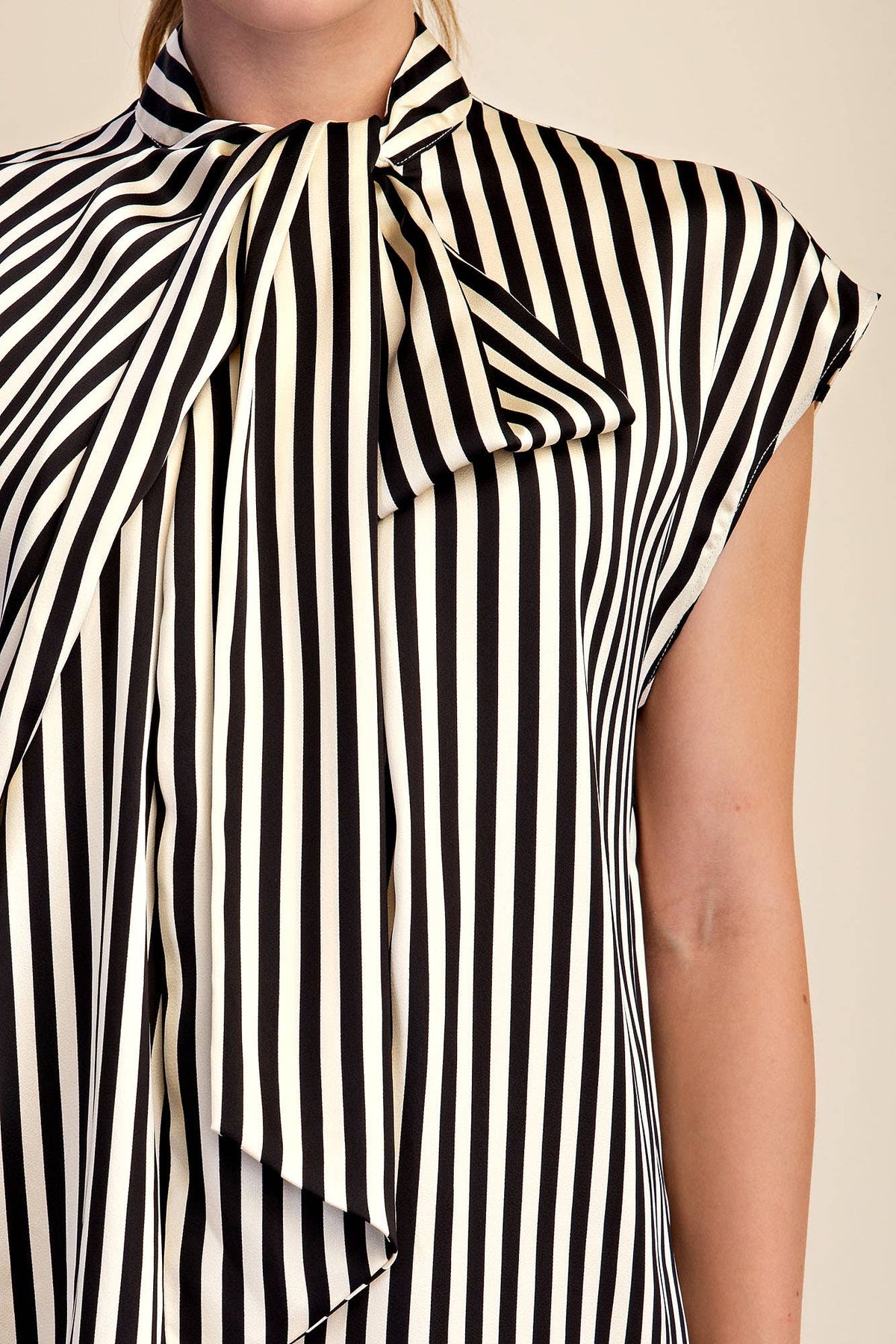 Stripe Blouse Adjustable Neck Ties