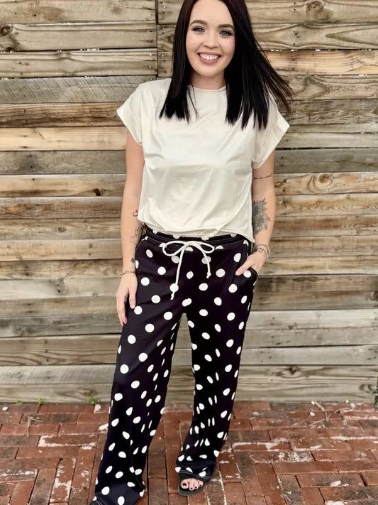 Polka Dot Posie Pants - Black
