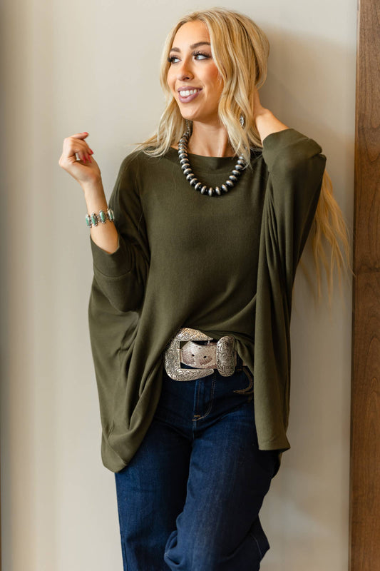 Relaxed Dolman Sleeve Hacci Top
