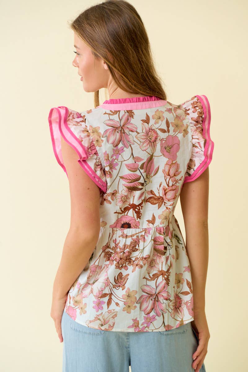FLORAL PRINTED RUFFLE TIERED TOP
