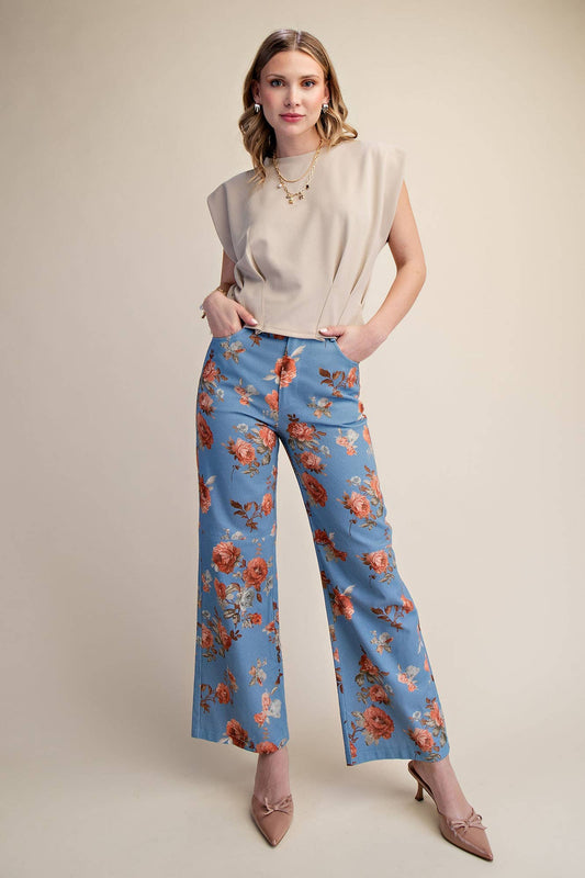 Straight Leg Floral Pants