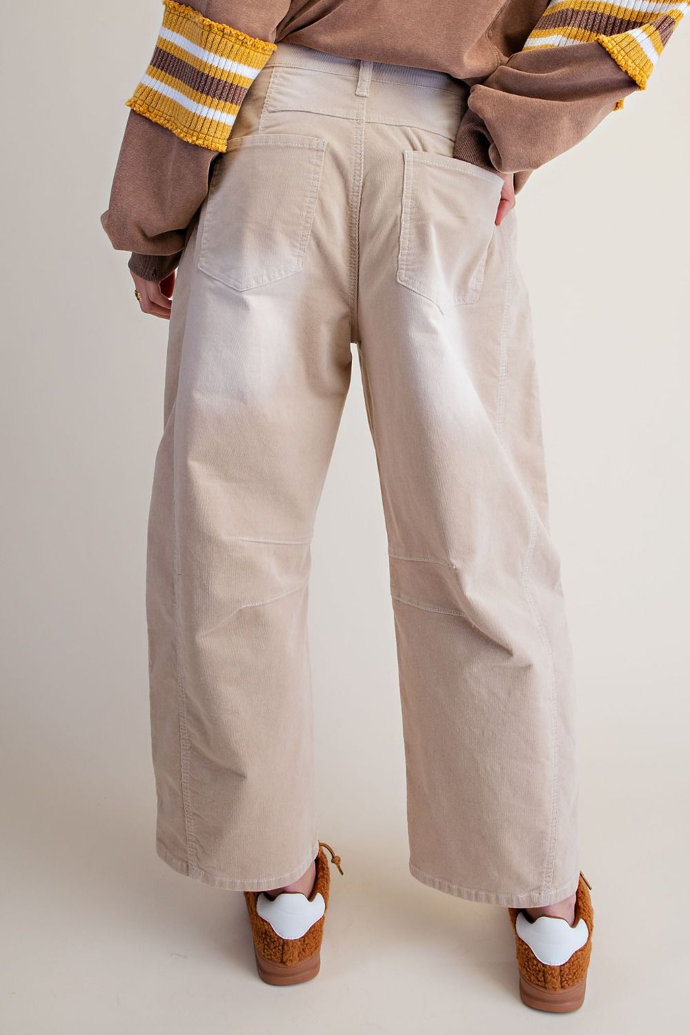 STRETCH CORDUROY BARREL PANTS